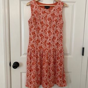 CYNTHIA ROWLEY ORANGE AND LACE SLEEVELESS DRESS - Size 8